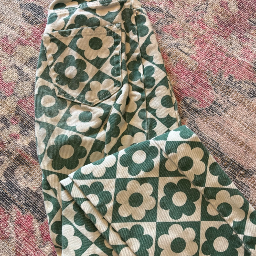 PacSun High Rise Green and Cream Jeans
